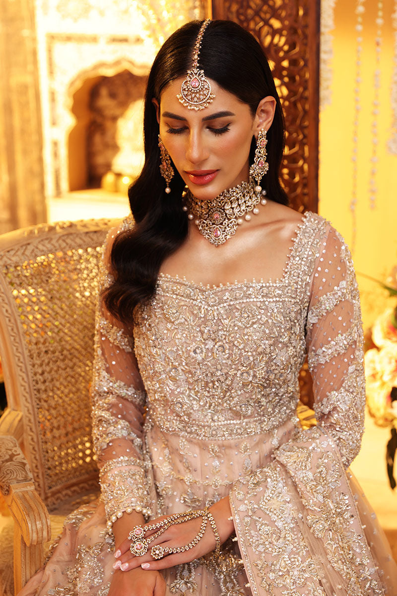 Manha-Designer Handworked Peach Net Bridal Gown