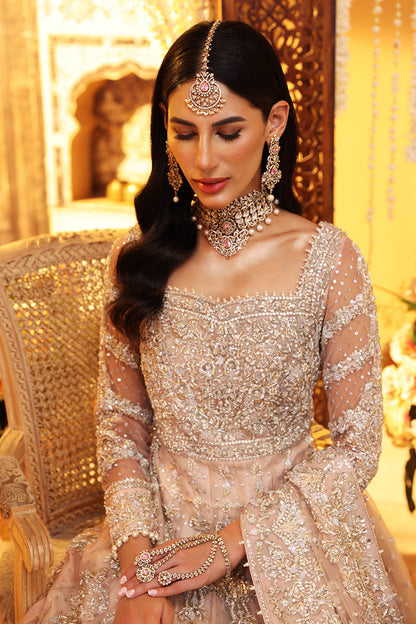 Manha-Designer Handworked Peach Net Bridal Gown