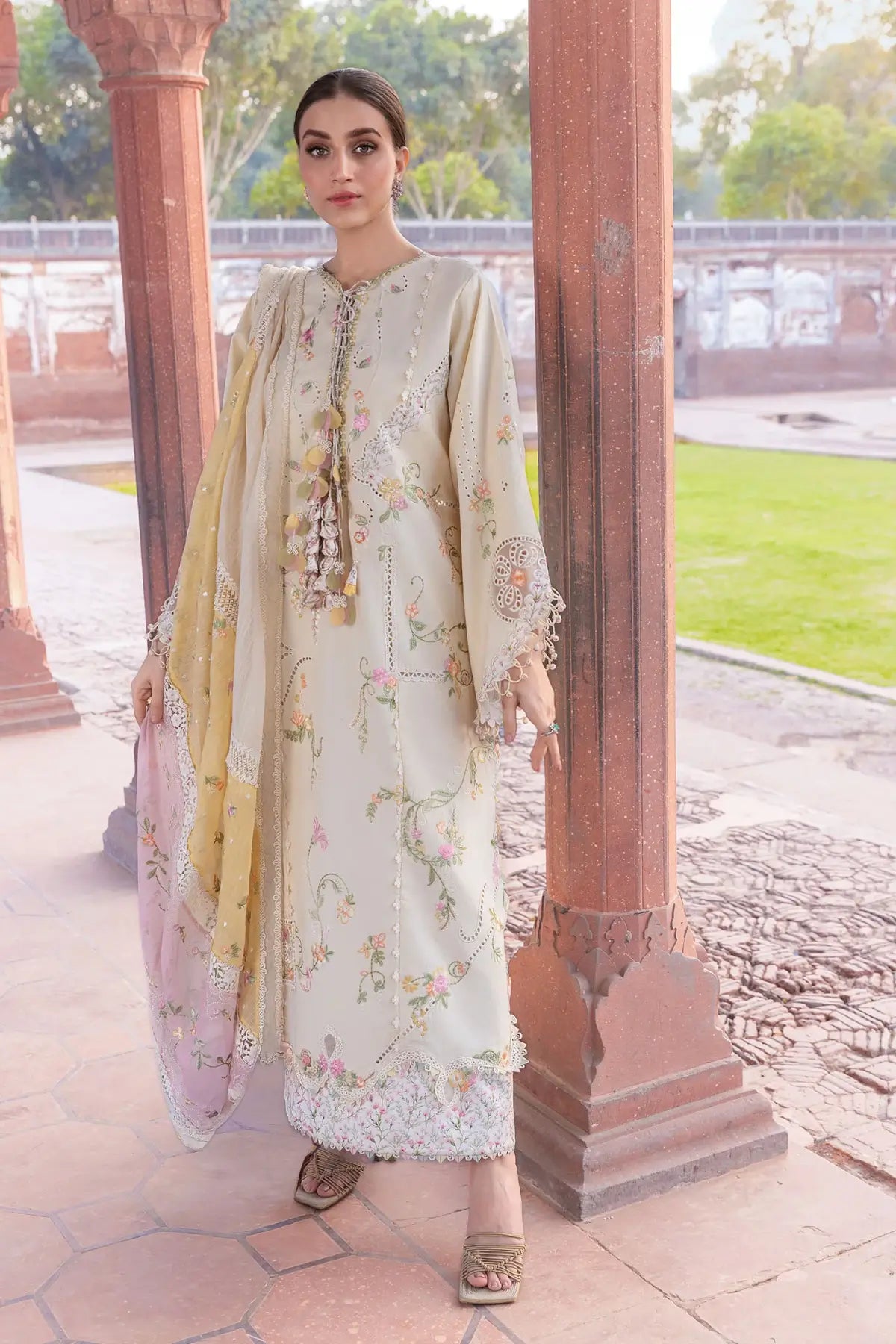 Manifested Meadows D7A ivory stitched suit by Crimson Flow Lawn 2026 Pakistanimoda