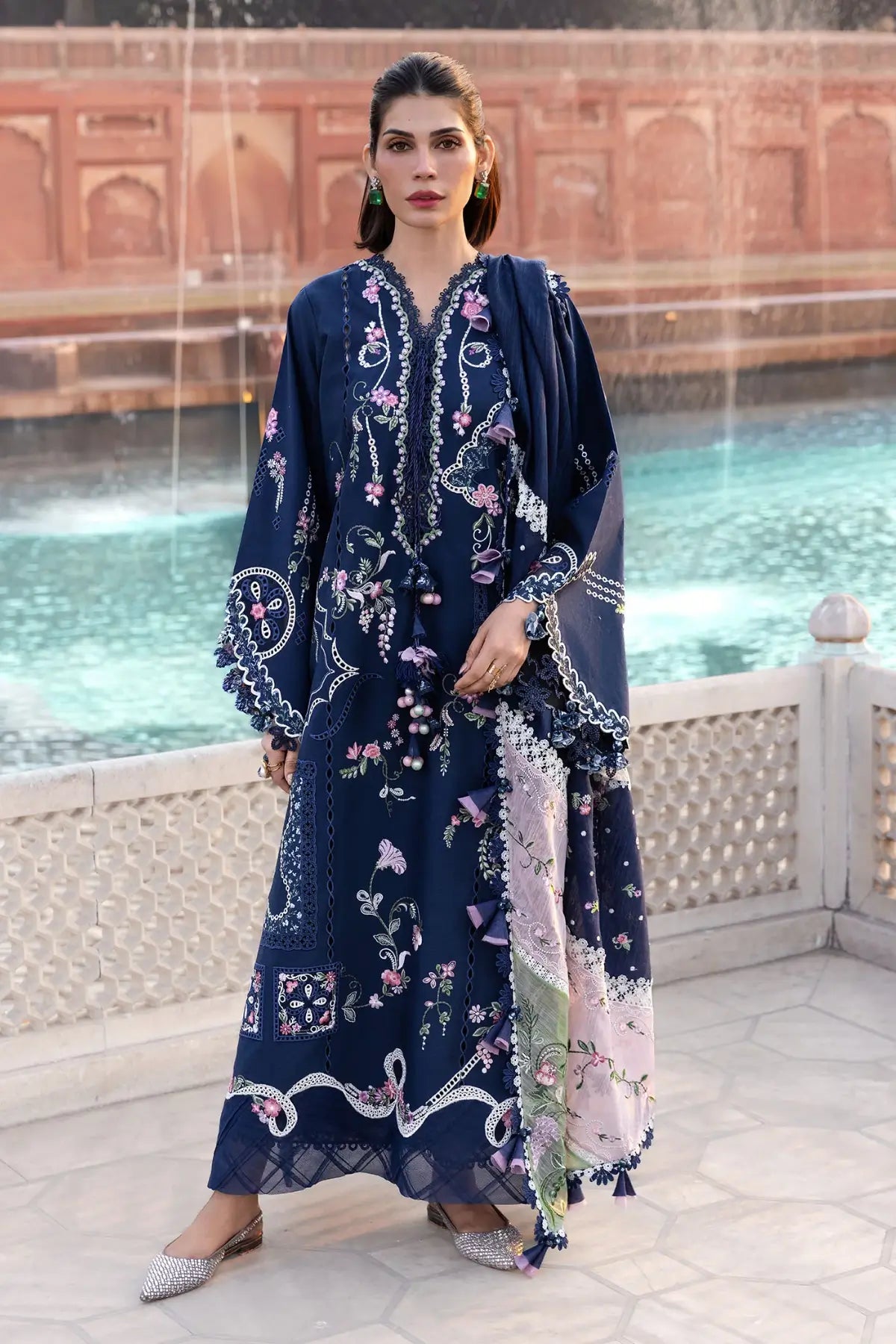 Manifested Meadows D7B midnight blue suit Crimson Lawn 2026 Pakistanimoda