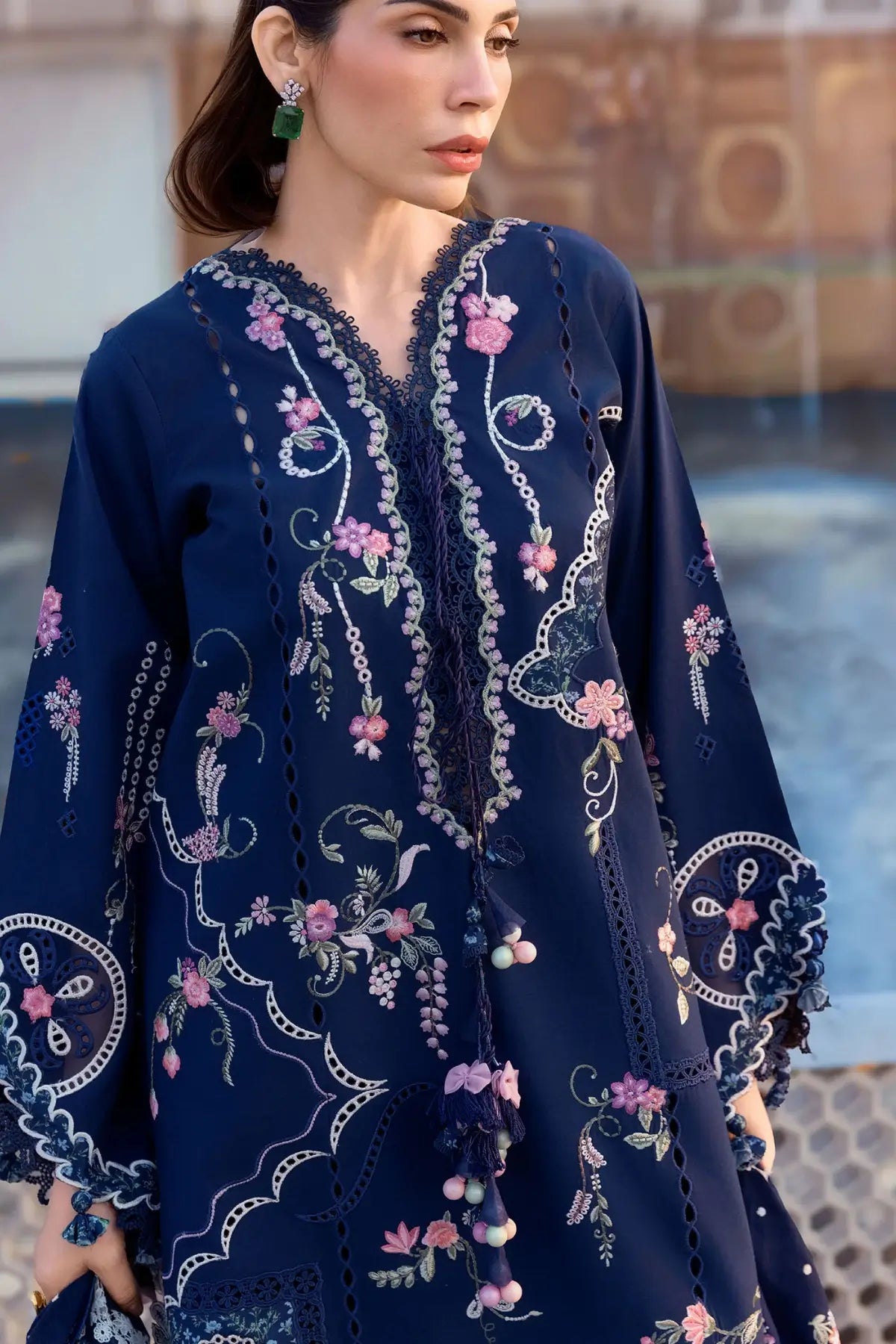 Manifested Meadows D7B midnight blue suit Crimson Lawn 2026 Pakistanimoda