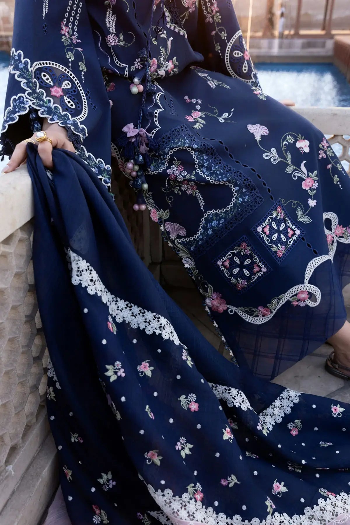 Manifested Meadows D7B midnight blue suit Crimson Lawn 2026 Pakistanimoda