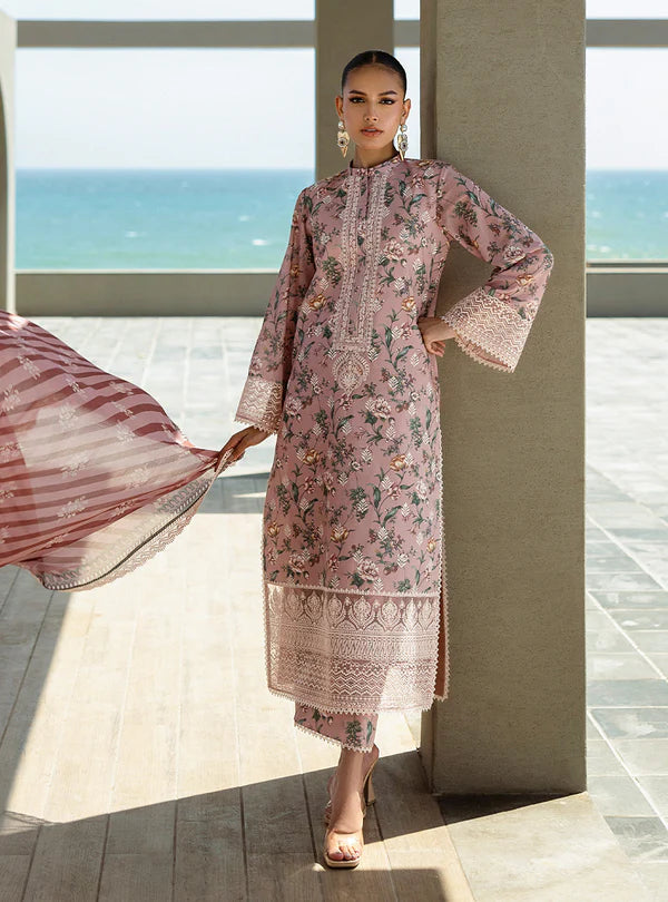 Maraya-Lovely Tea-Pink 3-piece Lawn Suit By-Zainab Chottani