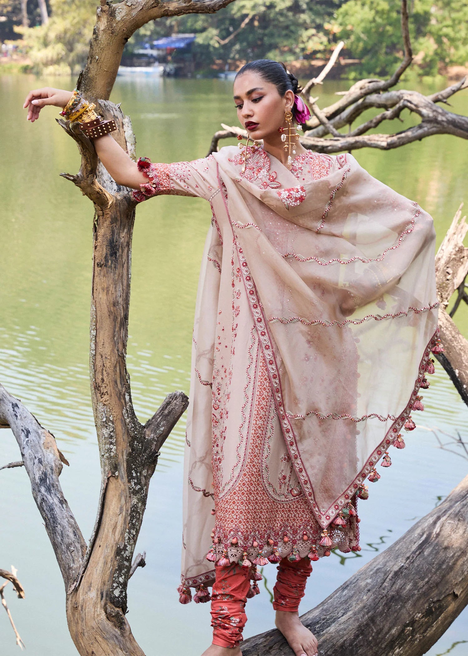 Mari- Beige Luxury Lawn Suit By- Hussain Rehar