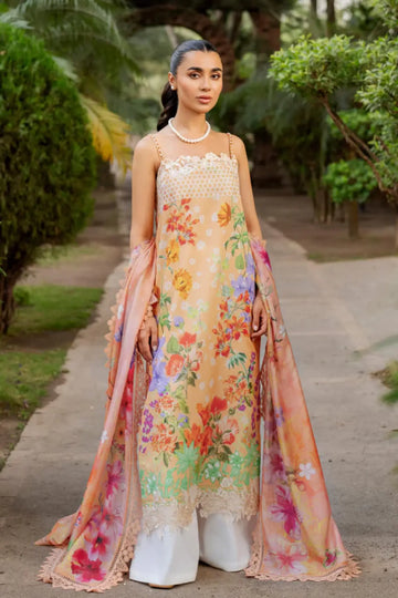 Marigold Muse MSSL-11 by Asifa & Nabeel peach stitched lawn 3PC from Meraki Summer 26
