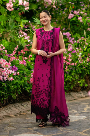 Maya shocking pink stitched lawn 3PC Eid suit with embroidered shirt and dupatta Rang Rasiya