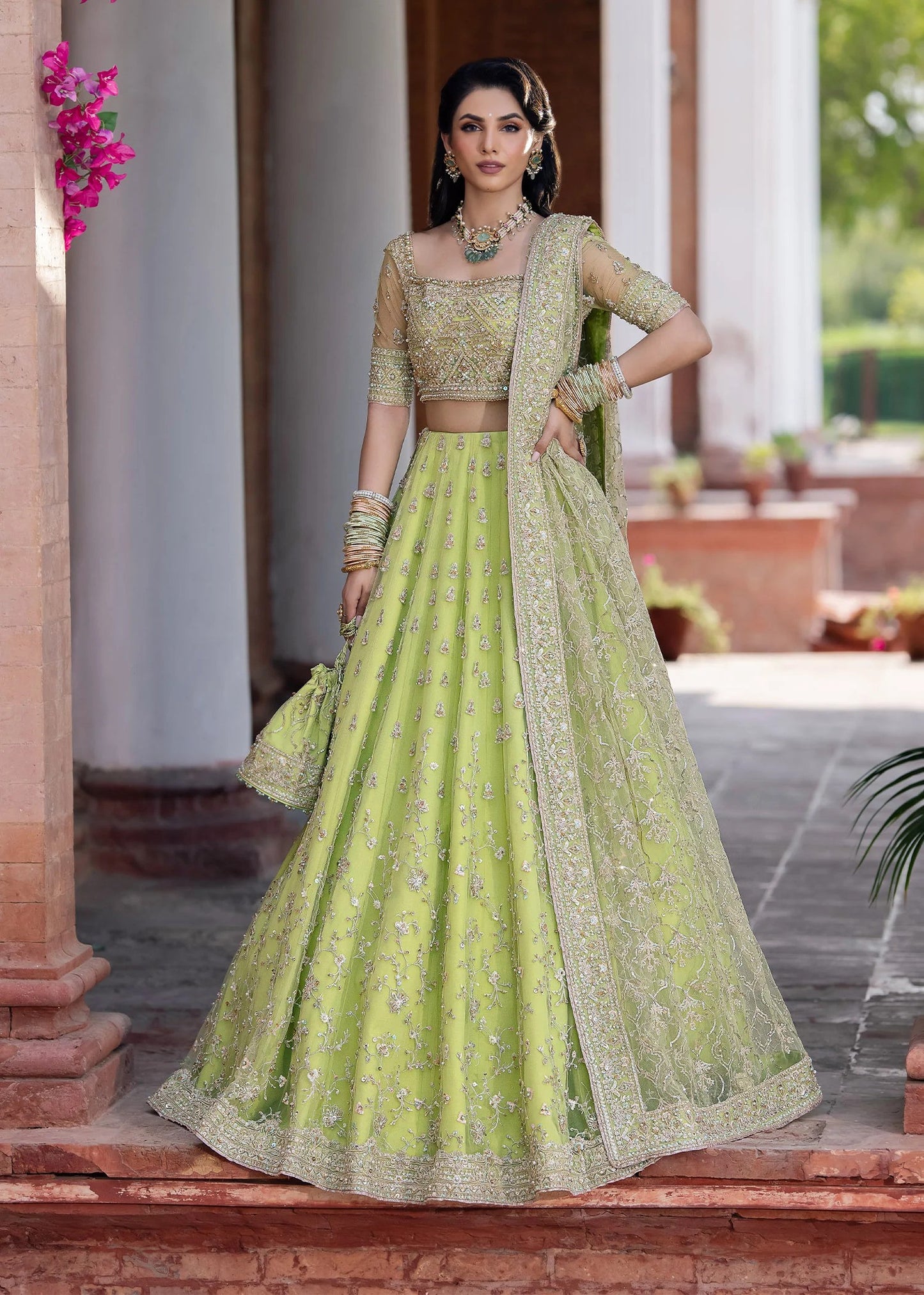 Meadow Bliss - Green Lehenga Choli By Kanwal Malik