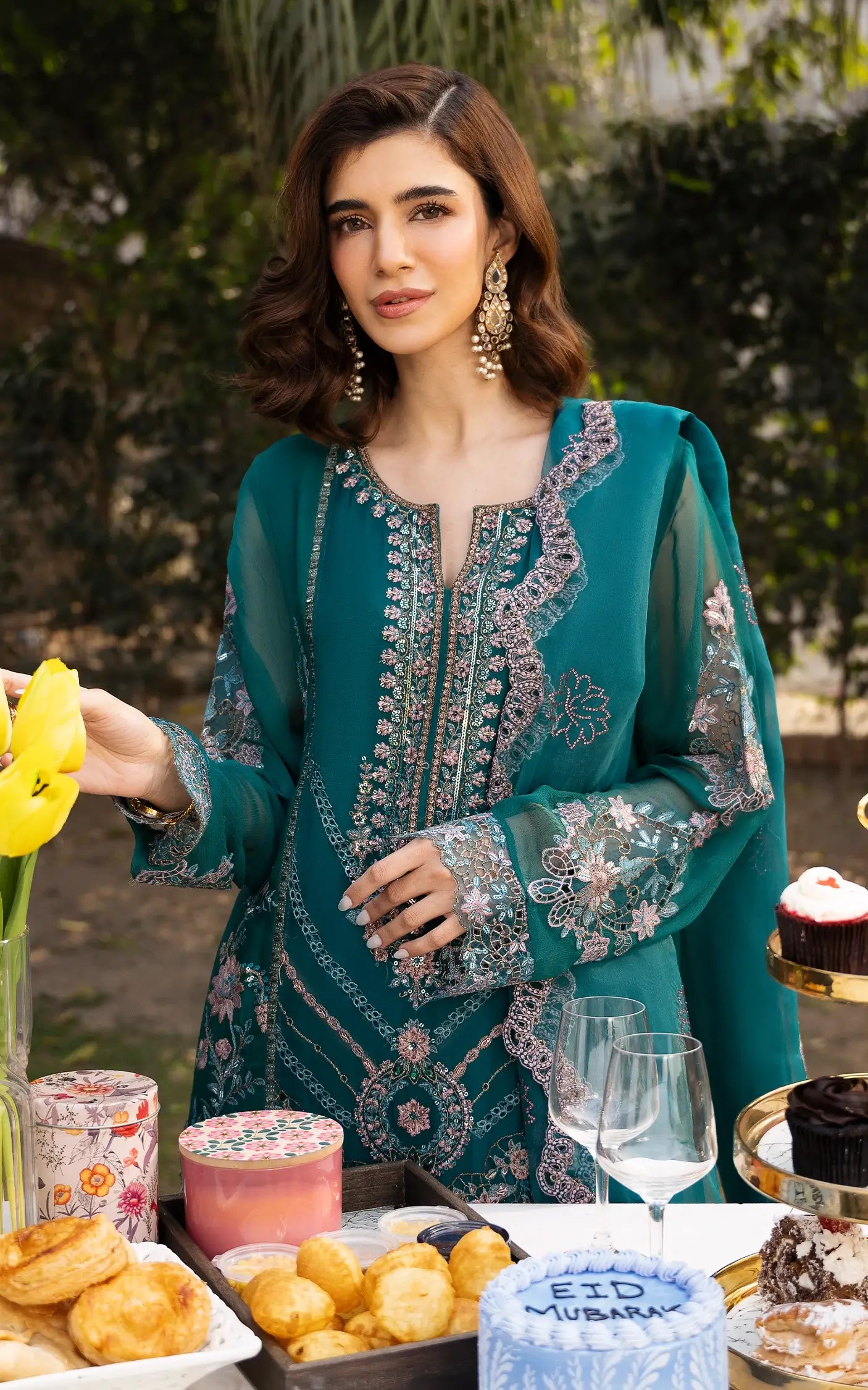 Meher-(SEF25-01)- Green Sunehri Eid Edit'25  Ensemble