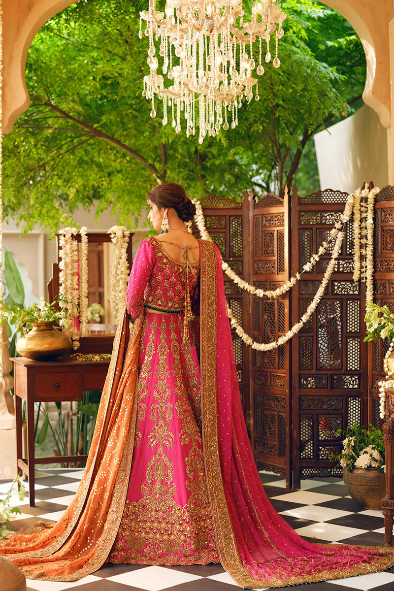 Meherbano-Beautiful Raw Silk Bridal Lehenga with Handwork Blouse