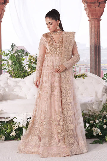 Meherbano Sajal Vol 02 peach stitched bridal outfit embroidered net Pakistanimoda.com buy online