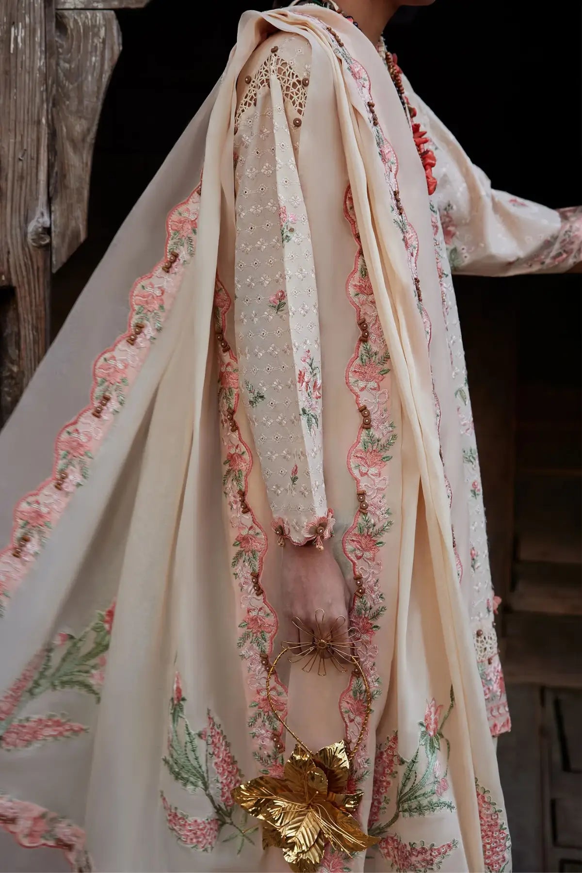 Mehrvaan EL26-10 A blush pink Élan Lawn'26 stitched 3PC suit with voile dupatta