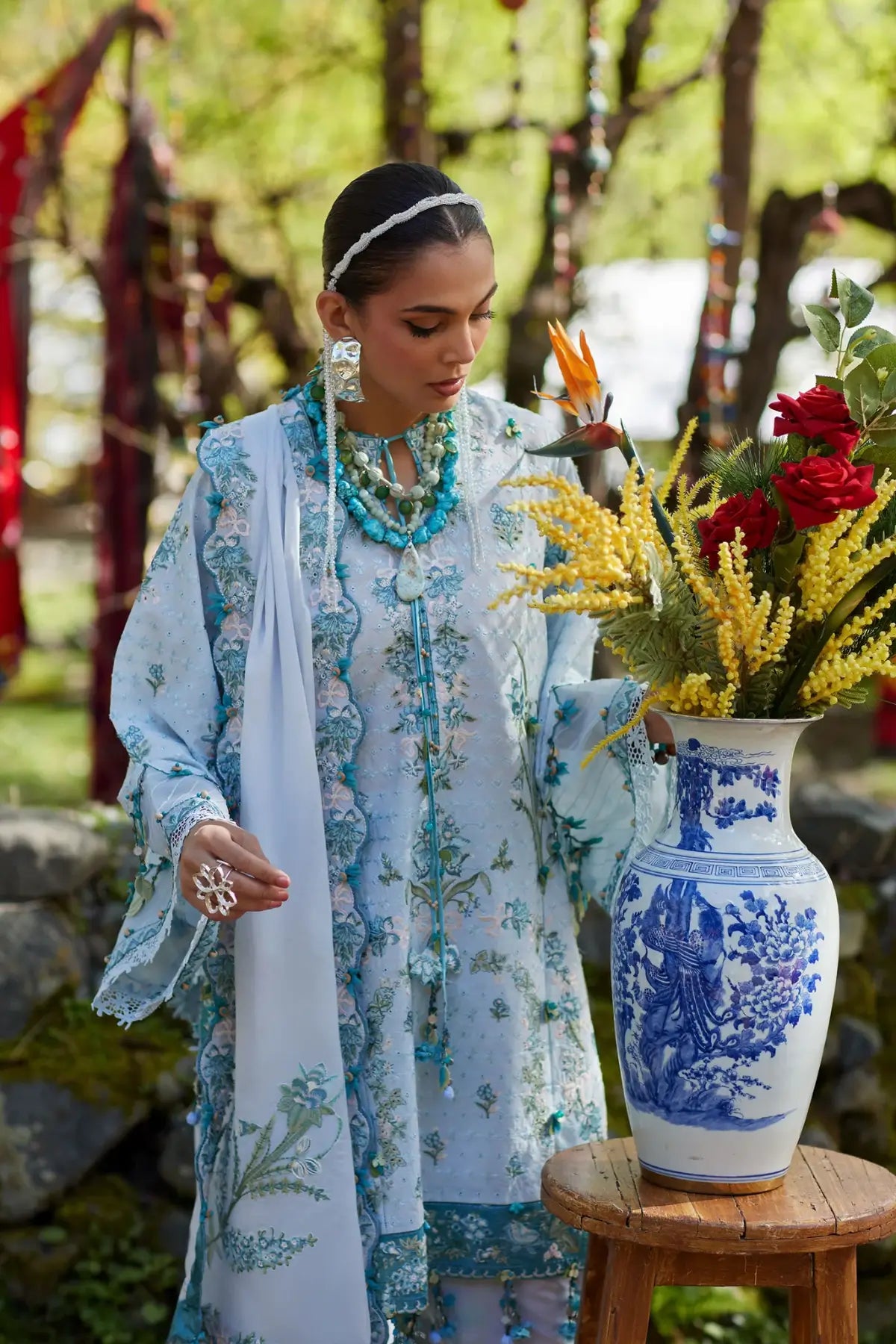Mehrvaan EL26-10 B powder blue Élan Lawn'26 stitched suit with voile dupatta
