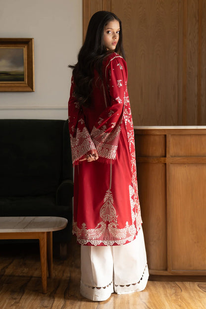 Mei-8A- Embroidered Red Lawn Ensemble By- Zara Shahjahan