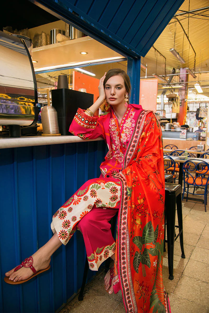 Memory of Heart- Summer-ready fuchsia pink lawn suit By- Mushq