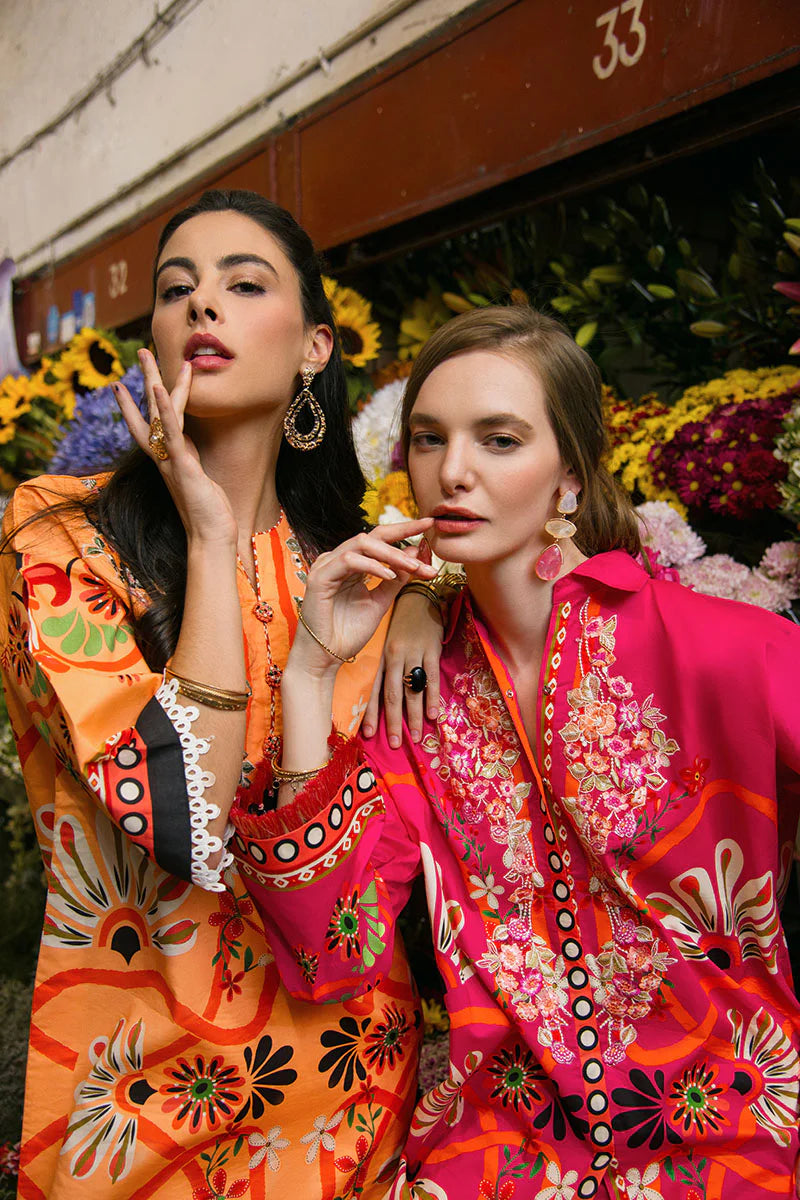 Memory of Heart- Summer-ready fuchsia pink lawn suit By- Mushq