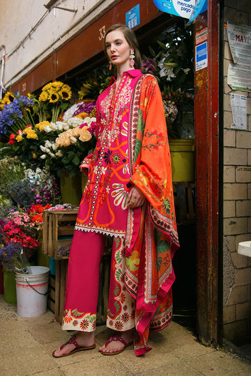 Memory of Heart- Summer-ready fuchsia pink lawn suit By- Mushq