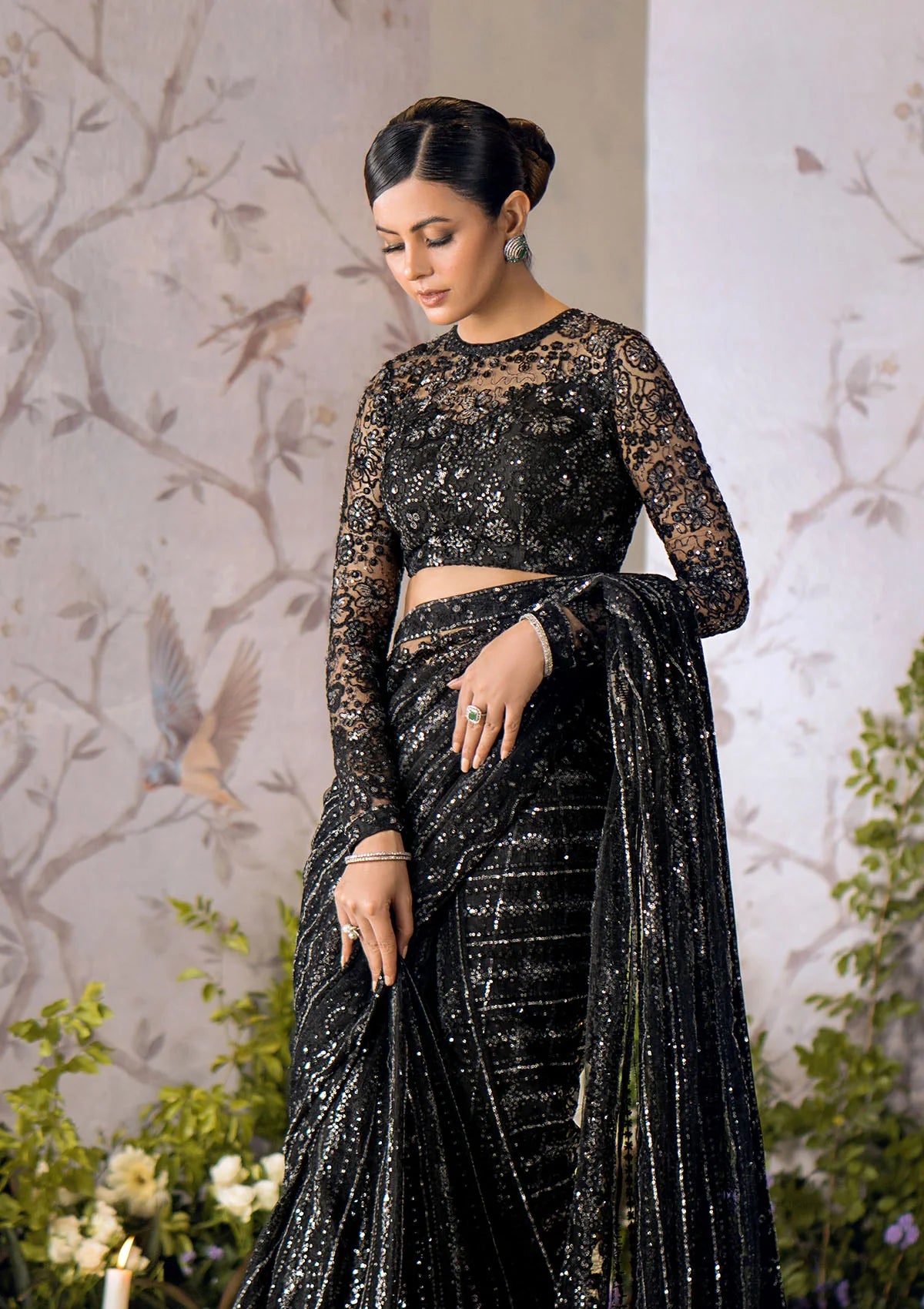 Mesmerizing Black - Beautiful Designer Saree By AIK