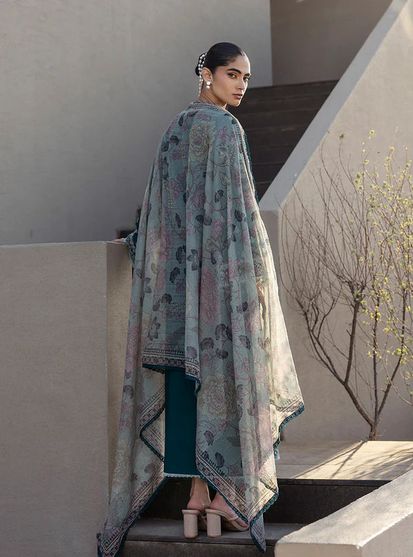 Mina-Elegant Deep Teal 3-piece Embroidered Lawn Suit