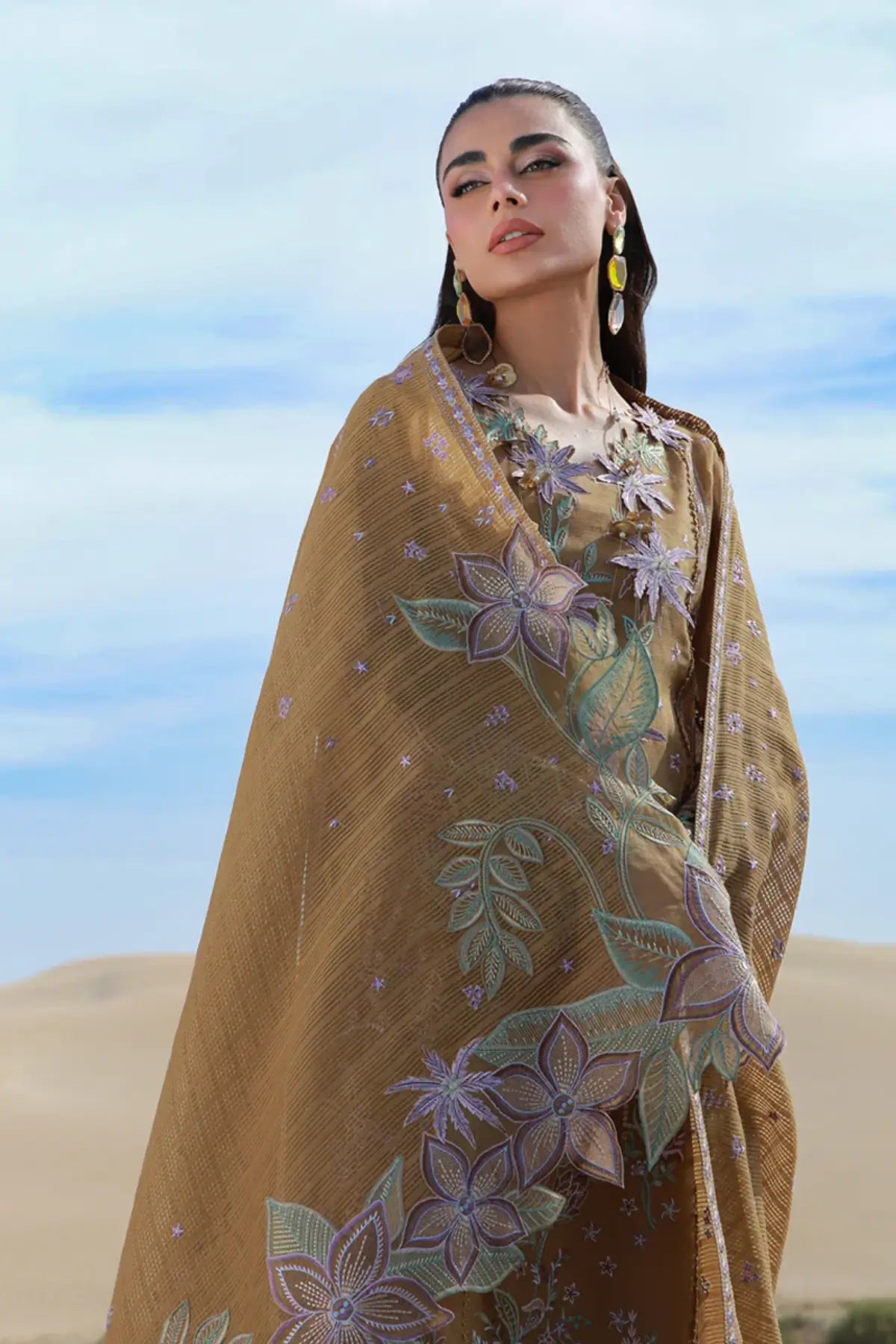 Rang Rasiya Minaal desert rust embroidered net stitched suit