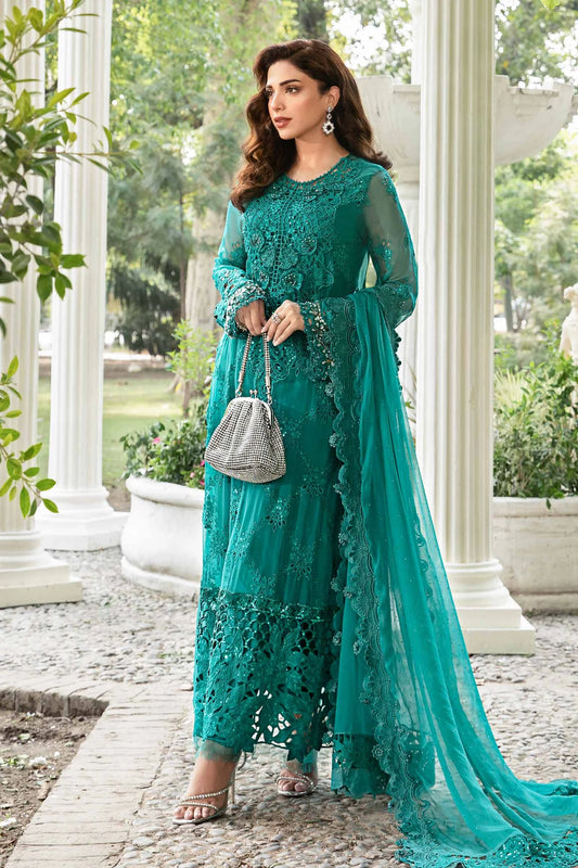 Mint Elegance Unstitched Suit - Maria B Chiffon Collection