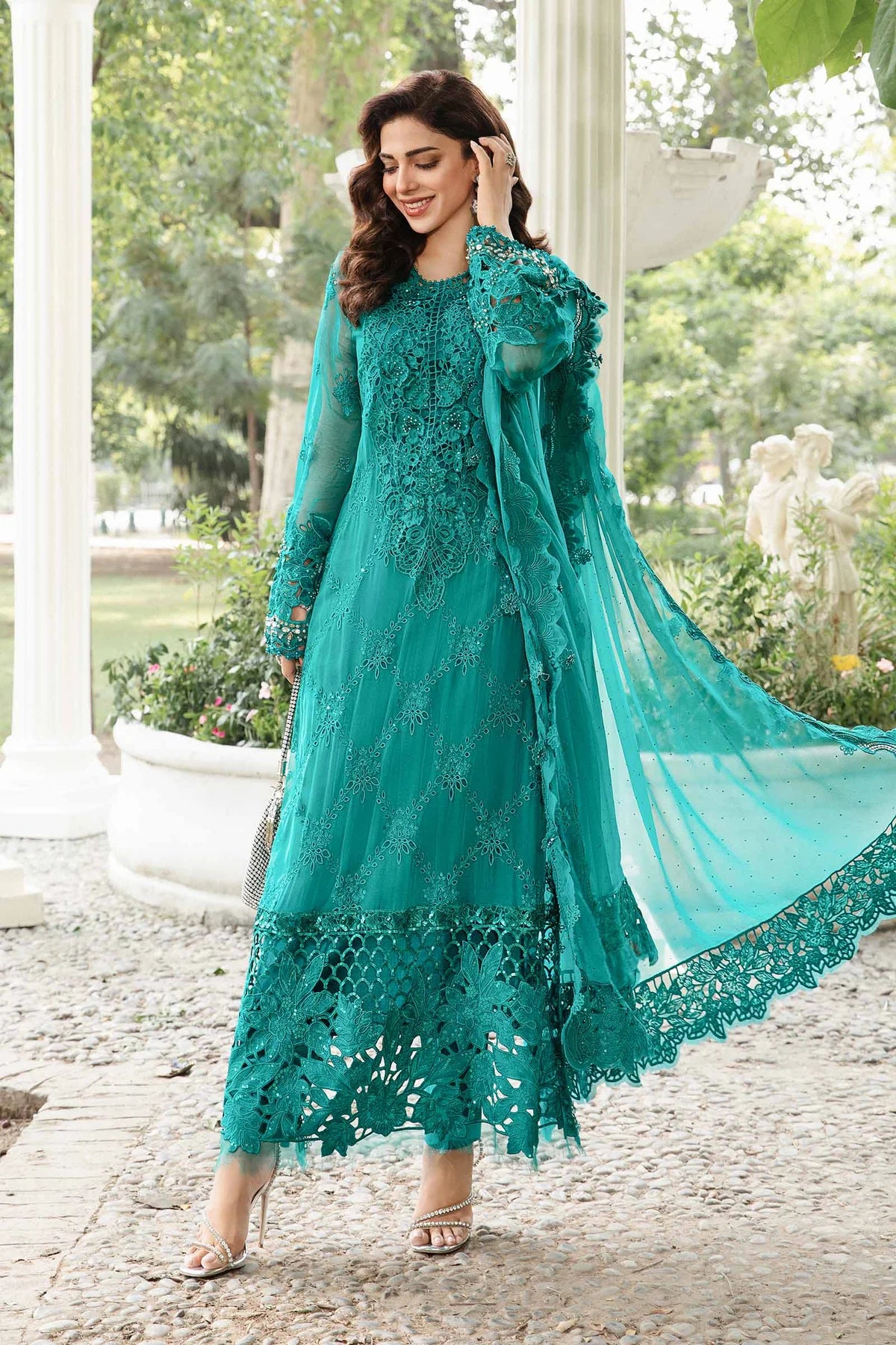 Mint Elegance Unstitched Suit - Maria B Chiffon Collection