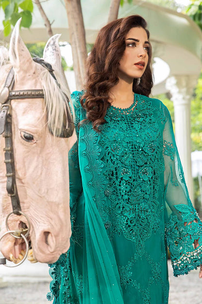 Mint Elegance Unstitched Suit - Maria B Chiffon Collection