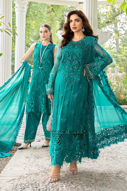 Mint Elegance Unstitched Suit - Maria B Chiffon Collection