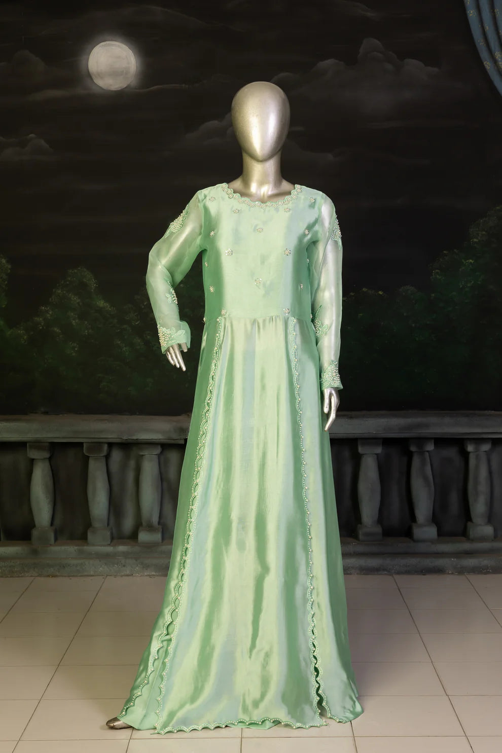 Mint Green- Trendy Pastel Anarkali Outfit for Festive Wear