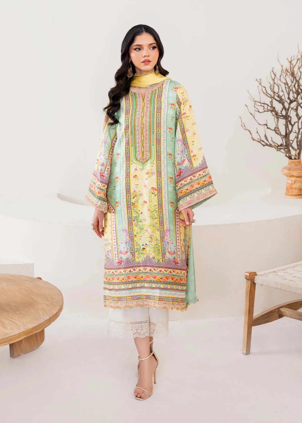 Mira-Semi-formal pastel silk ensemble for weddings or Eid by-Kanwal Malik