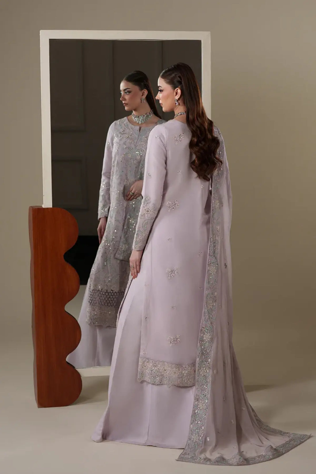 Mira Emaan Adeel Nouvelle Luxury Chiffon Lilac Embroidered Stitched 3PC Suit | Pakistanimoda