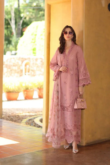 Mirelle D3-B lace pink schiffli embroidered lawn stitched 3PC suit by Saadia Asad Noor Luxury Eid Schiffli ’26