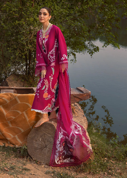 Mirror Garden-D3 A-Cherry red embroidered traditional outfit for women by Crimson