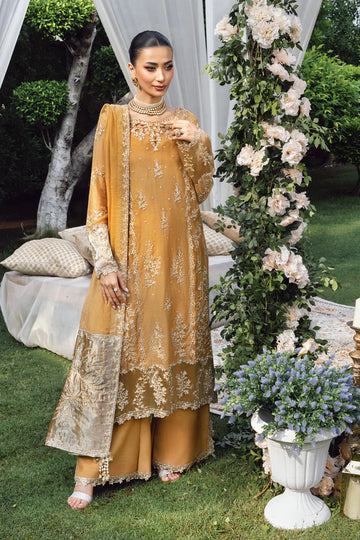 Rang Rasiya Misha Mustard Cotton Net Stitched Formal Suit Pakistanimoda