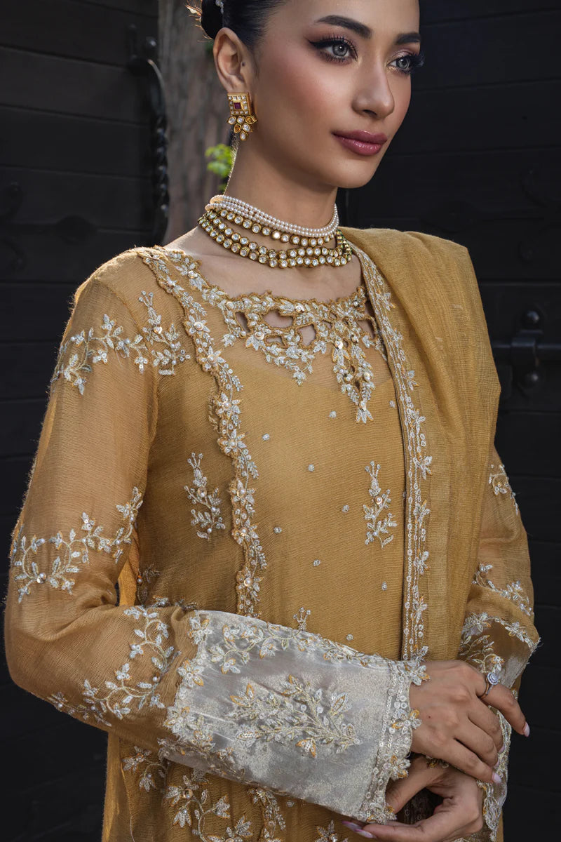 Rang Rasiya Misha Mustard Cotton Net Stitched Formal Suit Pakistanimoda