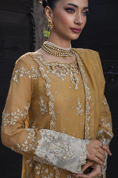 Rang Rasiya Misha Mustard Cotton Net Stitched Formal Suit Pakistanimoda