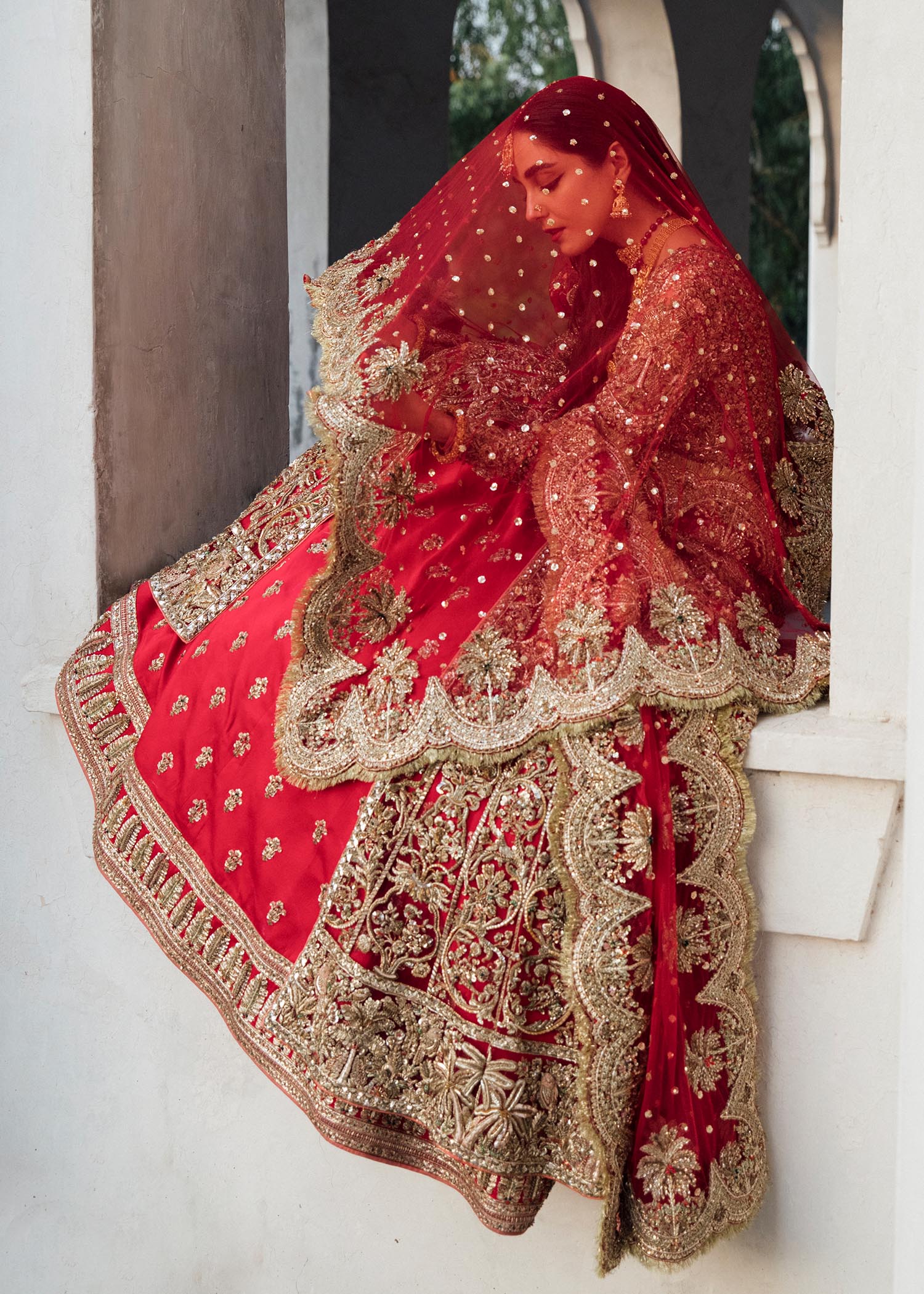 Mona - Radiant Bridal Front Open Pishwas with Lehenga
