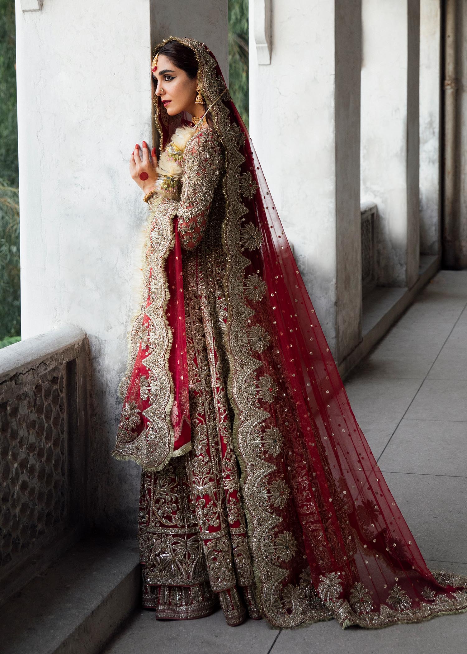 Mona - Radiant Bridal Front Open Pishwas with Lehenga