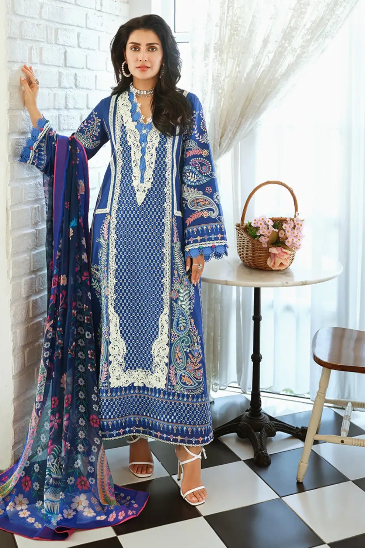 Navy blue Moonlit Dreams by Mushq Pakistani designer 3PC lawn suit for events