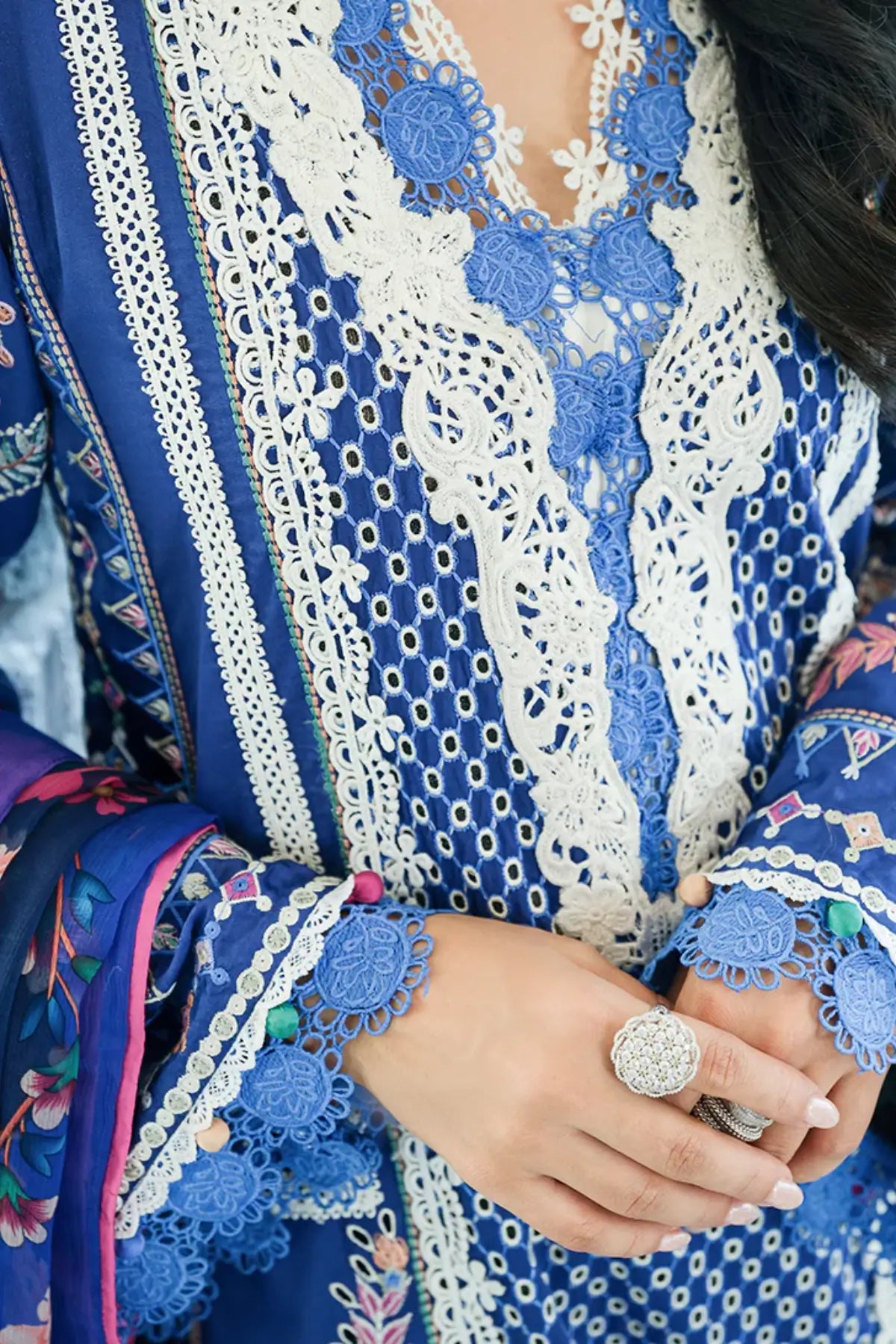 Navy blue Moonlit Dreams by Mushq Pakistani designer 3PC lawn suit for events