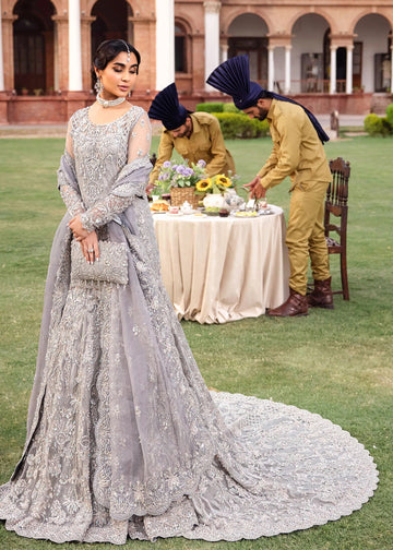 Moonlit Grace - Grey Bridal Lehenga