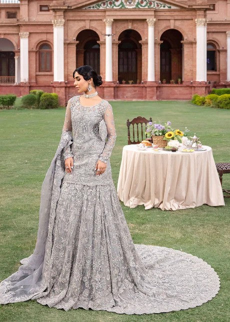 Moonlit Grace - Grey Bridal Lehenga