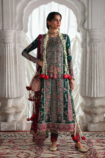 Morni – Hussain Rehar Emerald Green Formal Raw Silk 3PC