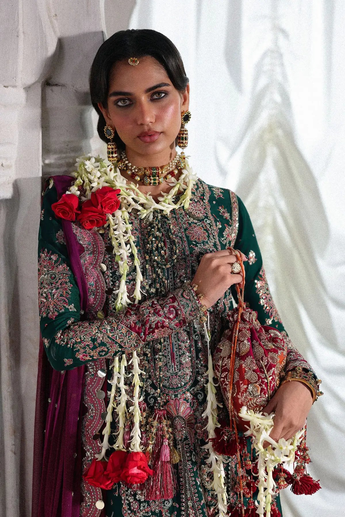 Morni – Hussain Rehar Emerald Green Formal Raw Silk 3PC