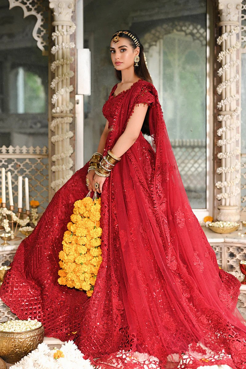 Muskaan - Red Embroidered Dress Pakistani By Qalamkar