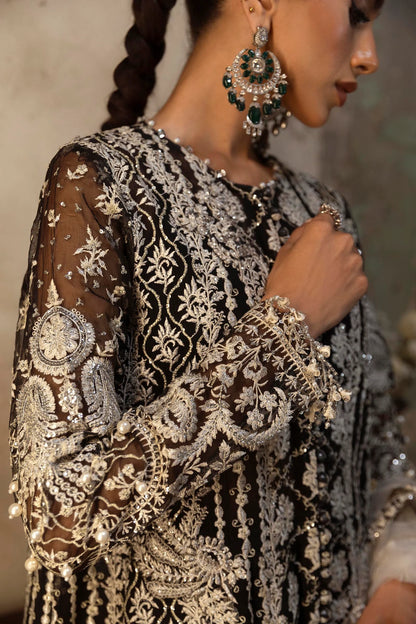 N251-003-3CX- Designer Black Net Maxi Suit By- Sana Safinaz