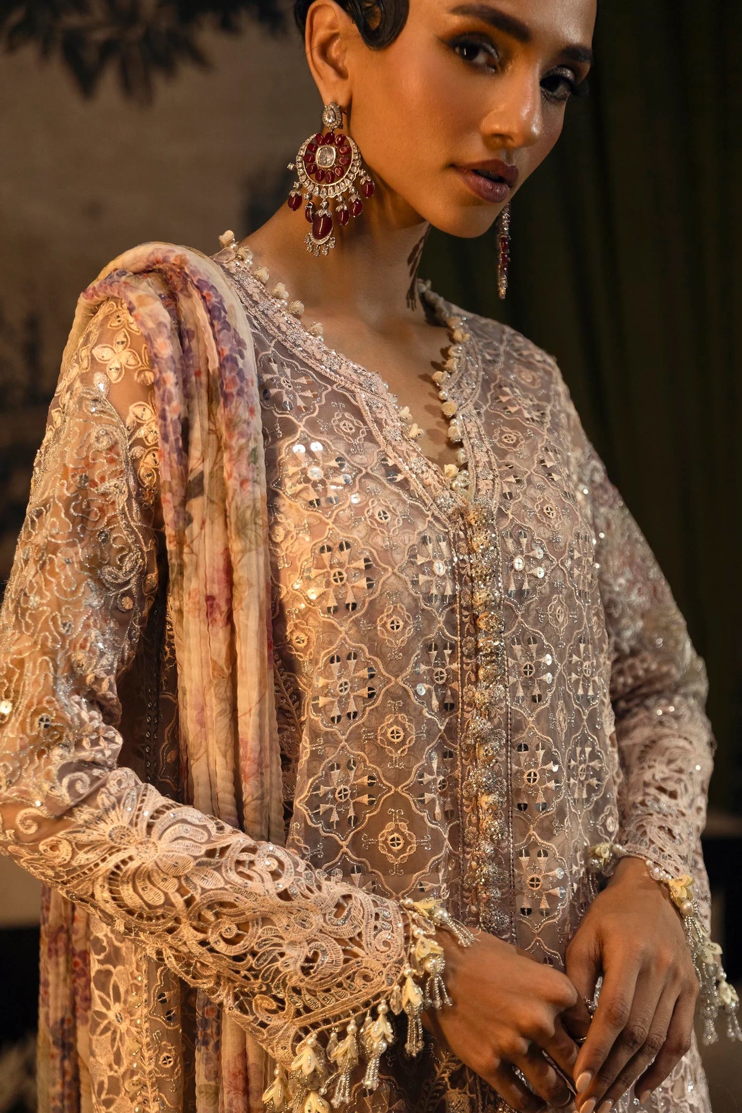 N251-004-3DJ- Classic Lilac Organza Outfit For Wedding Events By- Sana Safinaz