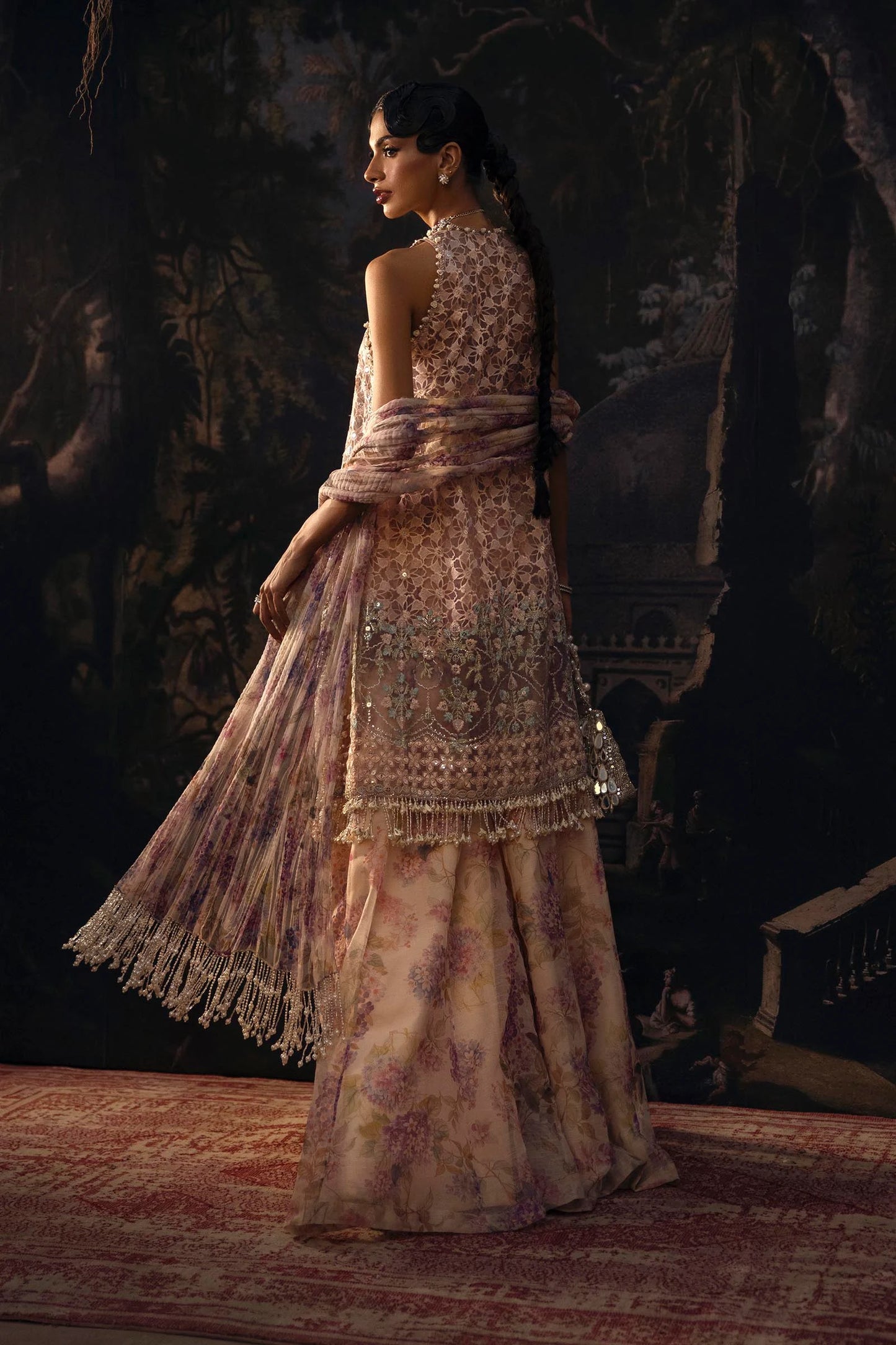 N251-004-3DJ- Classic Lilac Organza Outfit For Wedding Events By- Sana Safinaz