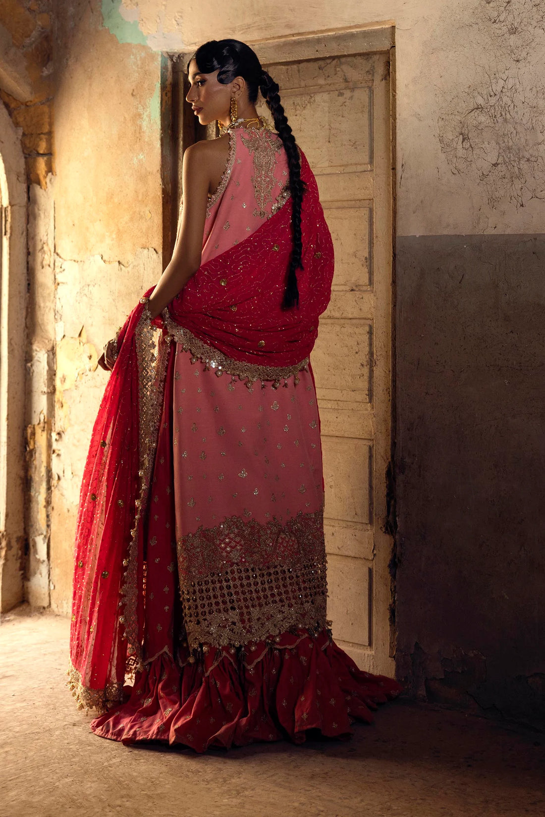 N251-006-3CL- Pakistani Pink Raw Silk Formal Wear By- Sana Safinaz