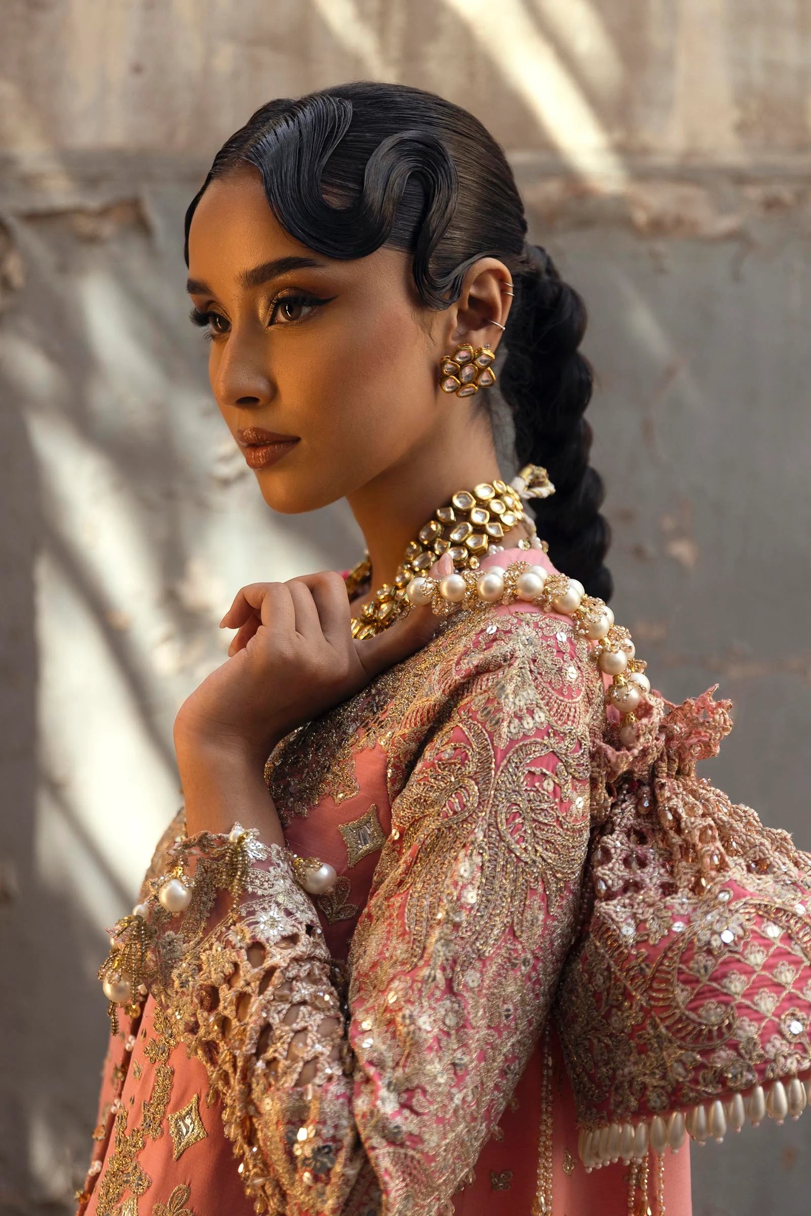 N251-006-3CL- Pakistani Pink Raw Silk Formal Wear By- Sana Safinaz