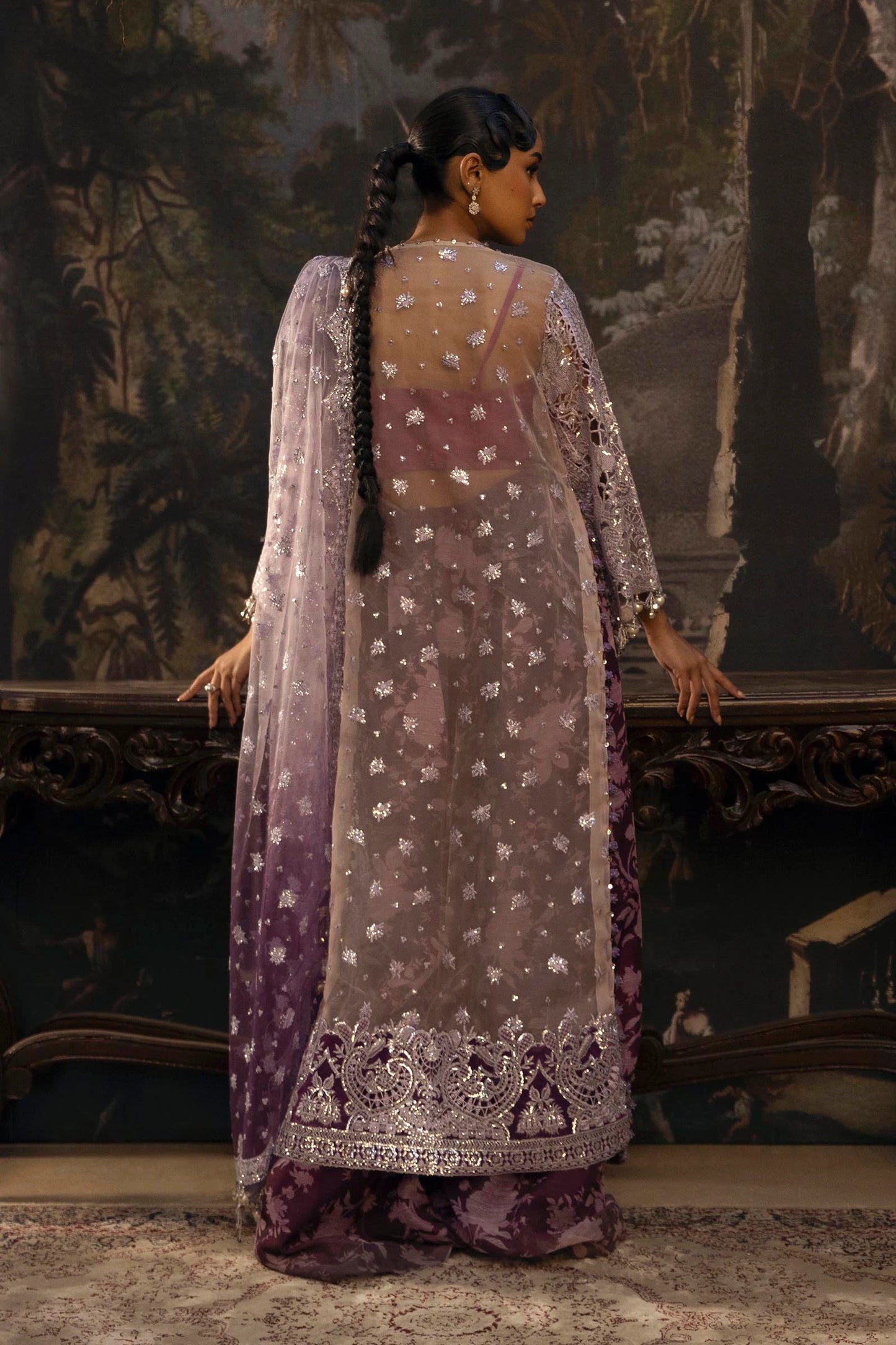 N251-007-3DJ- Luxe Powder Pink Outfit For Special Events By- Sana Safinaz